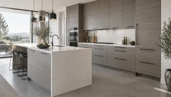 Torino Grey Wood kitchen cabinets